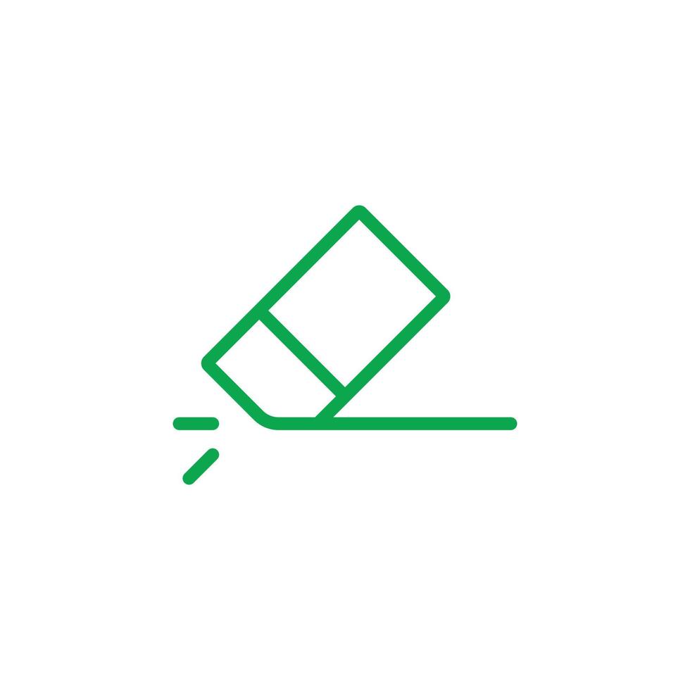 eps10 grön vektor suddgummi abstrakt linje konst ikon isolerat på vit bakgrund. sudd översikt symbol i en enkel platt trendig modern stil för din hemsida design, logotyp, och mobil Ansökan