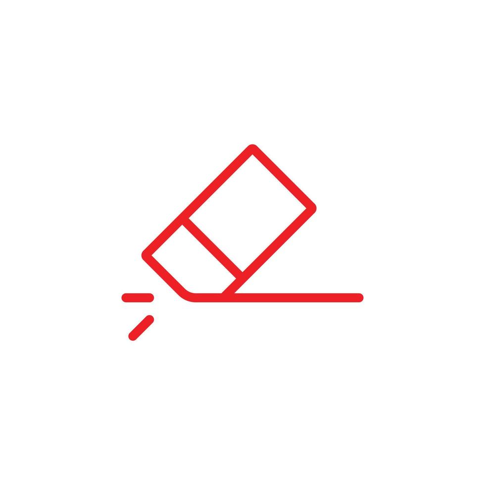 eps10 röd vektor suddgummi abstrakt linje konst ikon isolerat på vit bakgrund. sudd översikt symbol i en enkel platt trendig modern stil för din hemsida design, logotyp, och mobil Ansökan