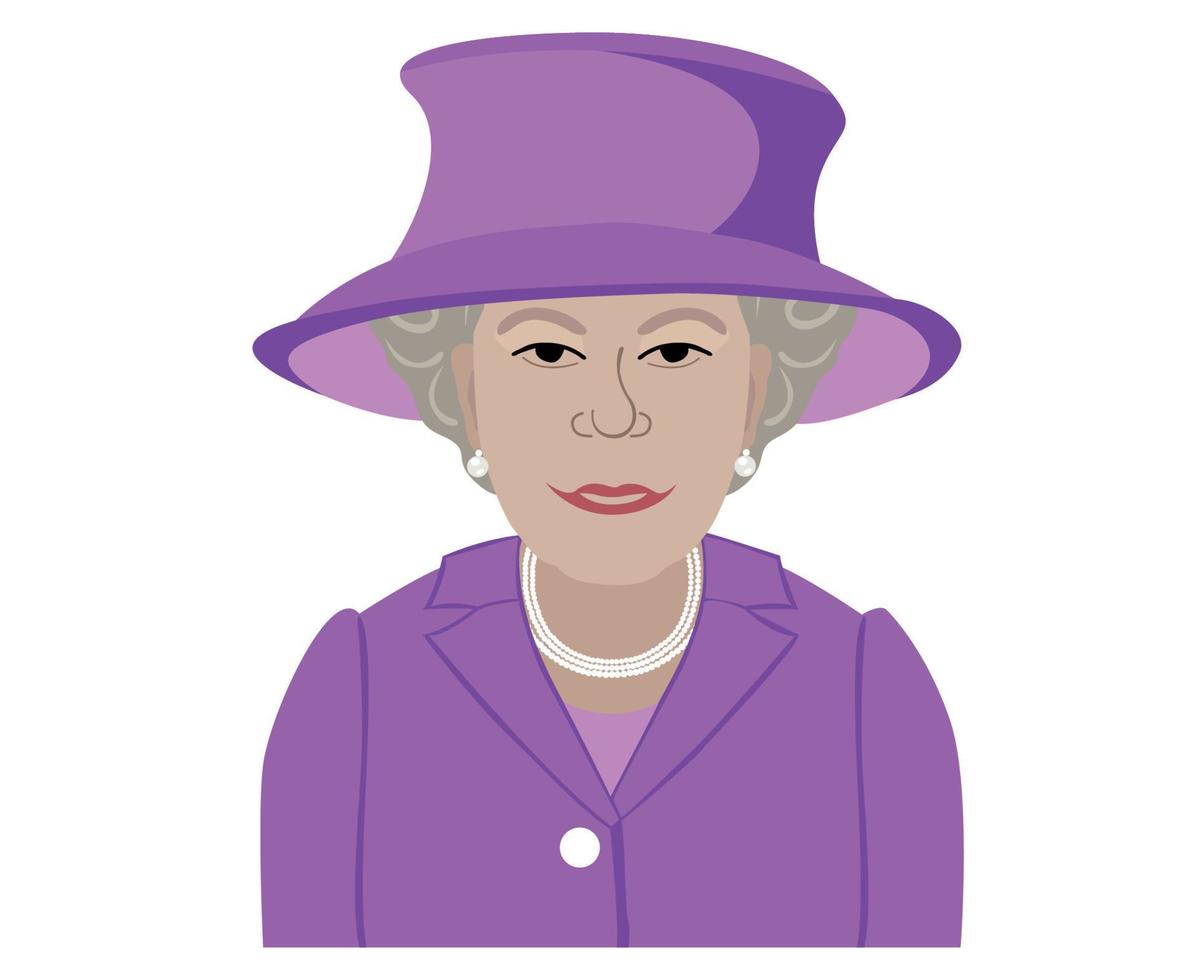 drottning Elizabeth ansikte lila kostymer porträtt brittiskt förenad rike 1926 2022 nationell Europa Land vektor illustration abstrakt design