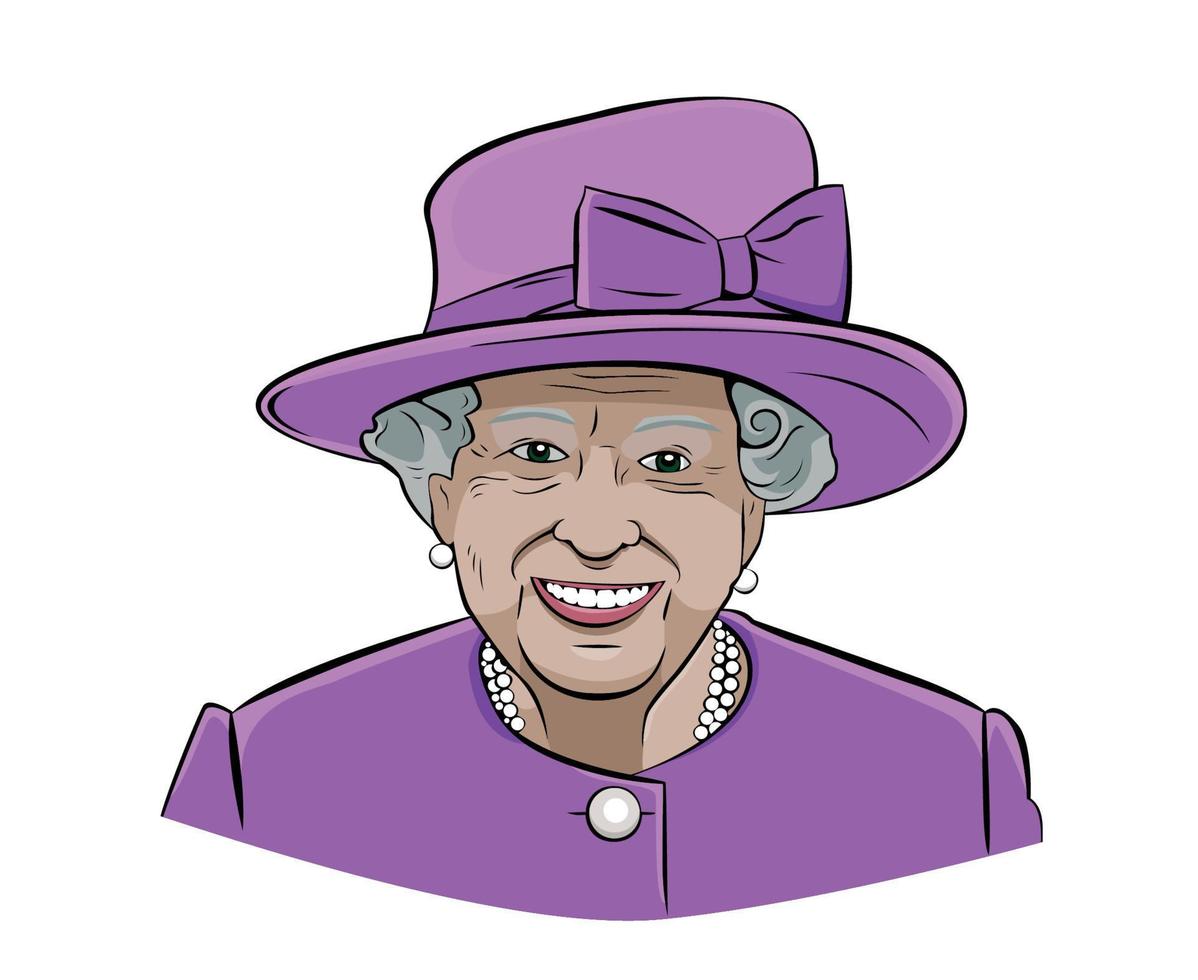 drottning Elizabeth ansikte porträtt med lila kostym brittiskt förenad rike nationell Europa Land vektor illustration abstrakt design