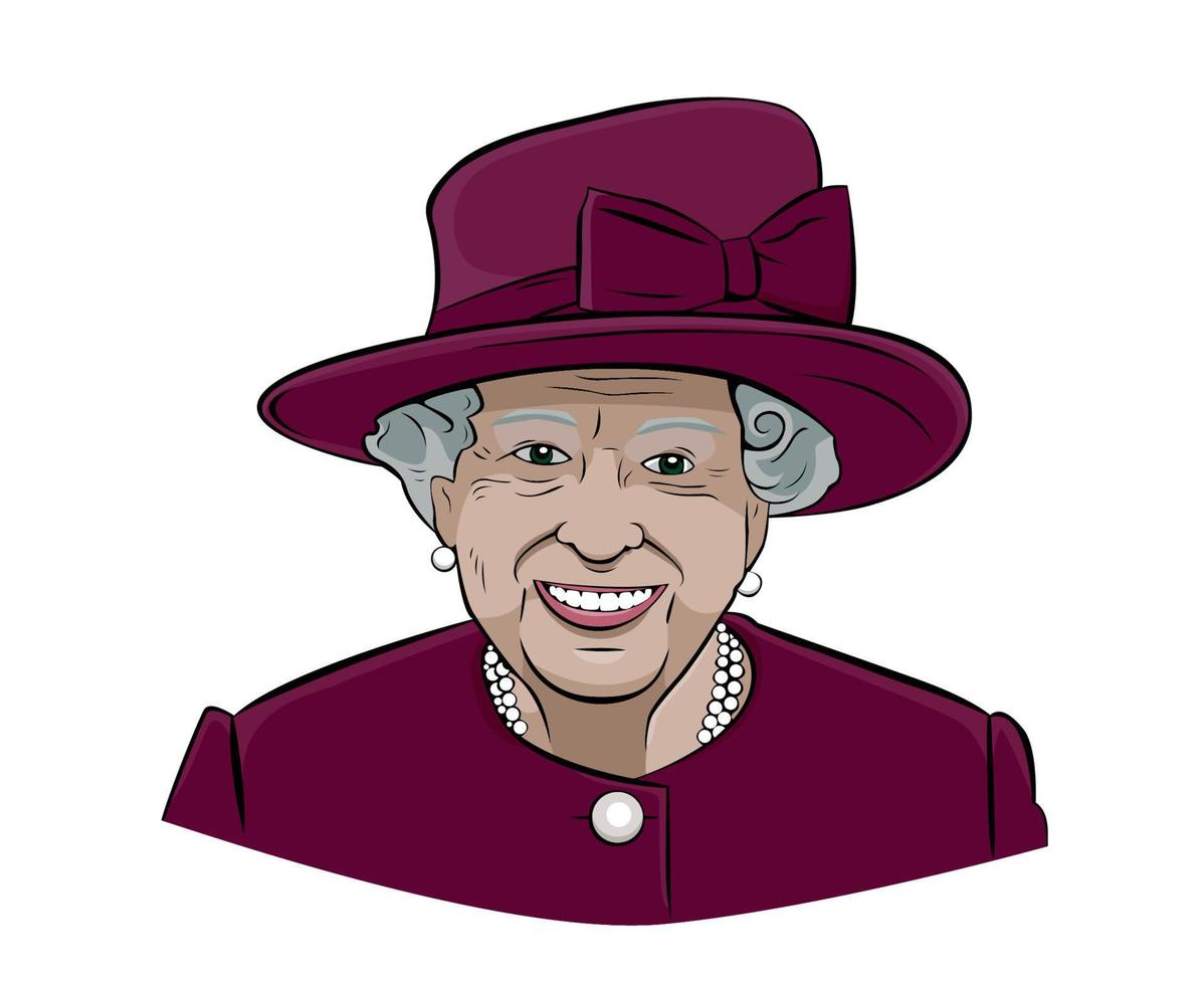Queen Elizabeth Gesichtsporträt mit kastanienbraunem Anzug britisches Vereinigtes Königreich nationales Europa Land Vektor Illustration abstraktes Design