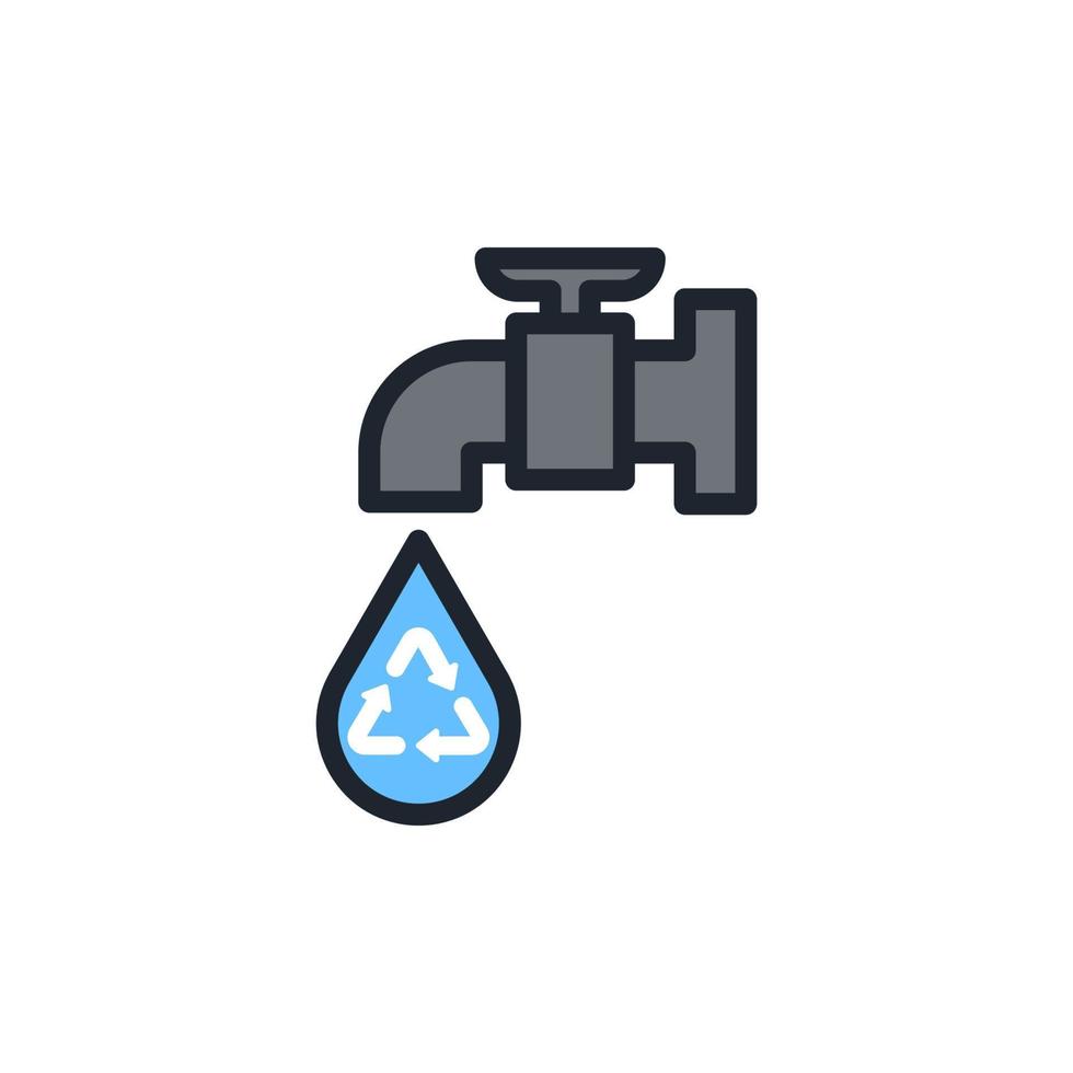 Wassersparsymbol, Wasserhahnsymbol, Vektor und Illustration.