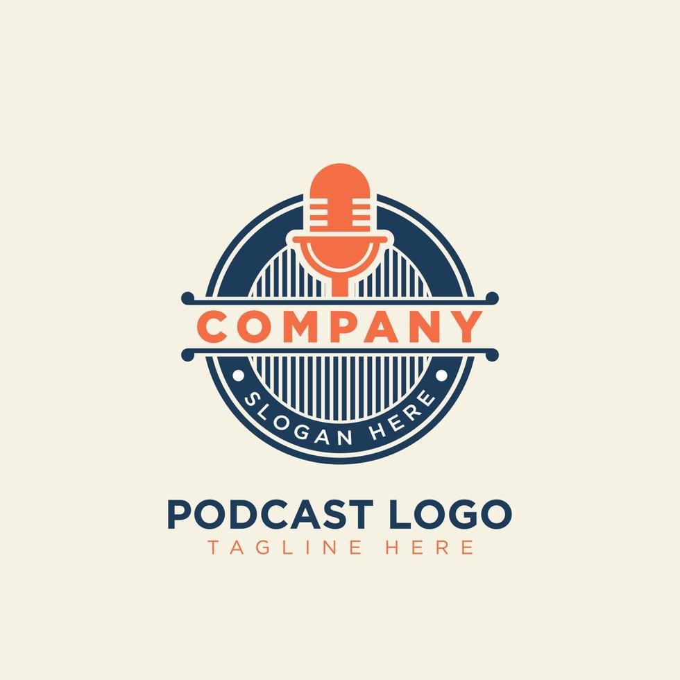 modern årgång mikrofon logotyp design för podcast företag företag symbol vektor