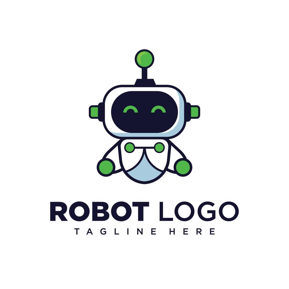 niedliches robotercharakter-logo-design für firmenmaskottchen oder gemeinschaftsmaskottchen vektor