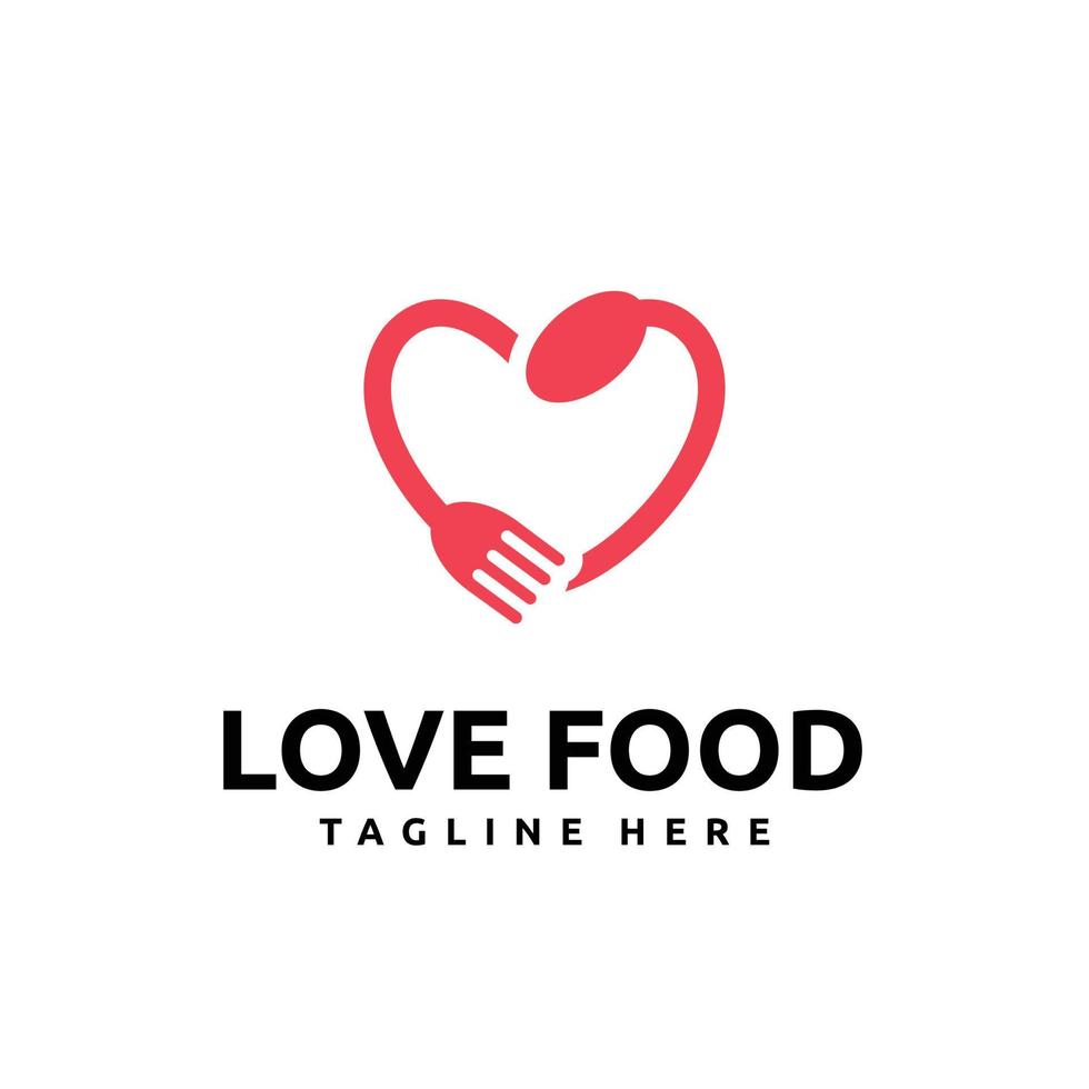 kärlek mat logotyp design för restaurang vektor