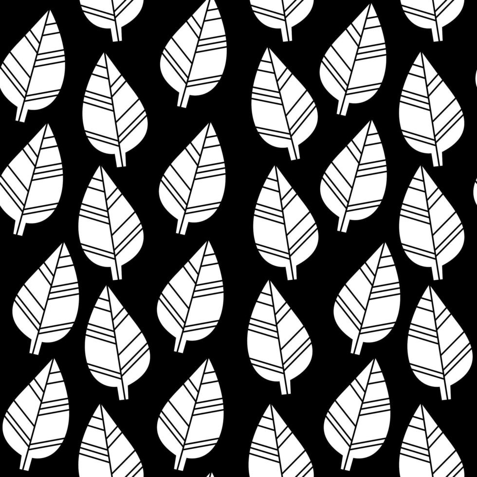 svart och vit botanisk sömlös mönster. stiliserade löv mönster. vetor svart bakgrund vektor