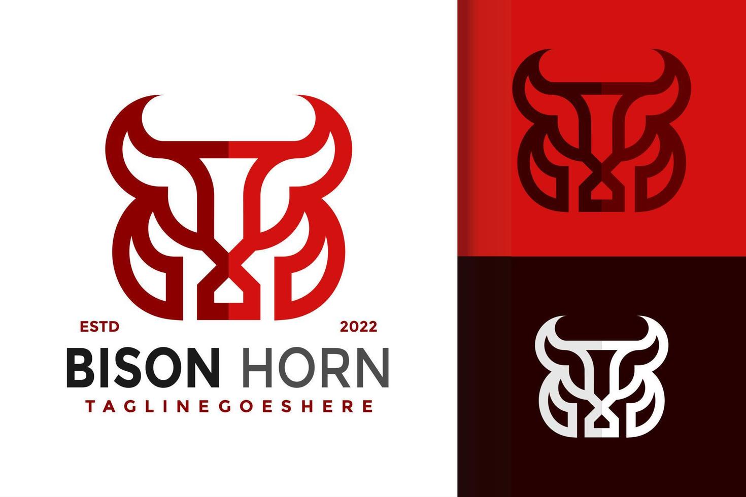 bison behornad logotyp design, varumärke identitet logotyper vektor, modern logotyp, logotyp mönster vektor illustration mall
