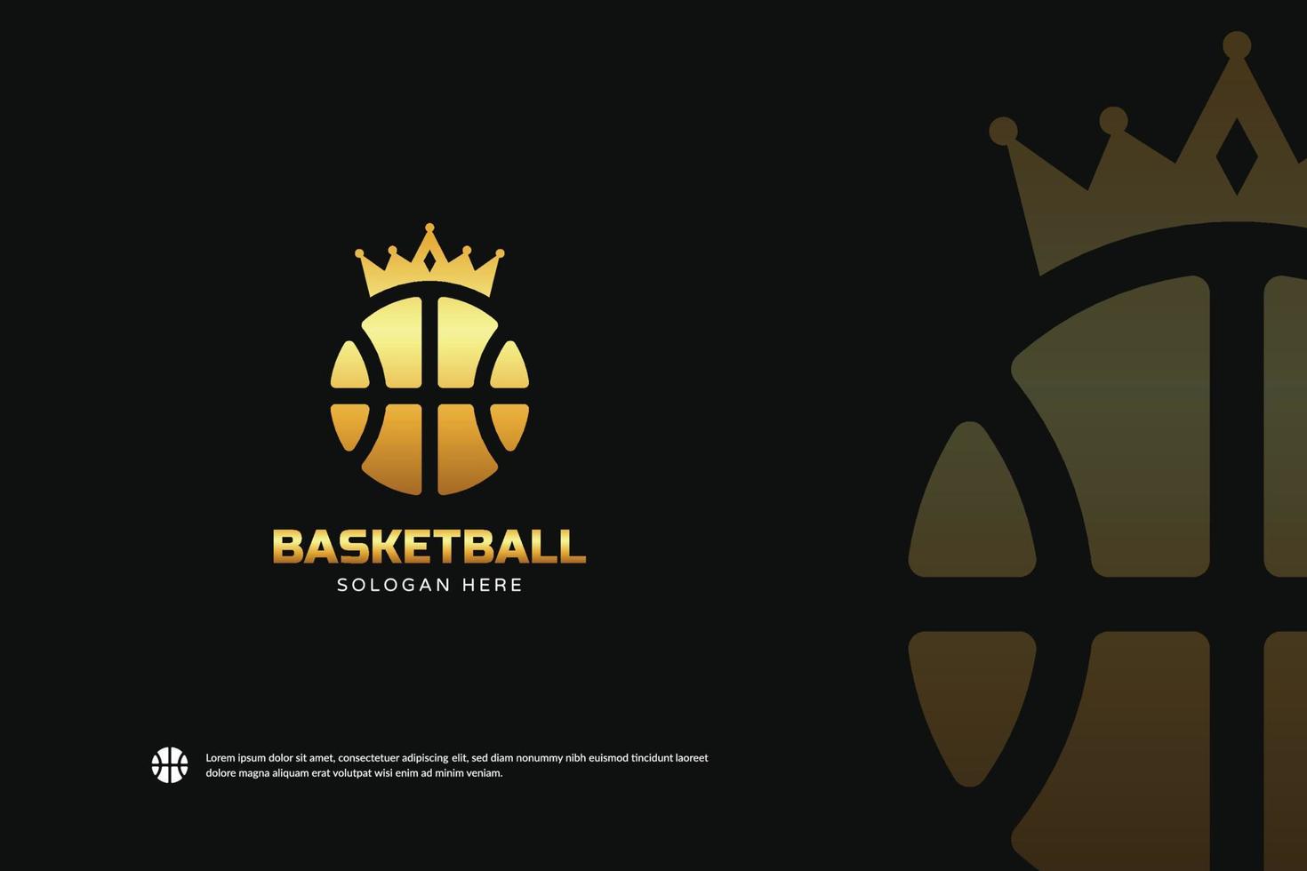 goldenes Logo des Königs des Basketballs, Identitätsvektor des Luxussportteams. Vorlage für Basketballturniere vektor