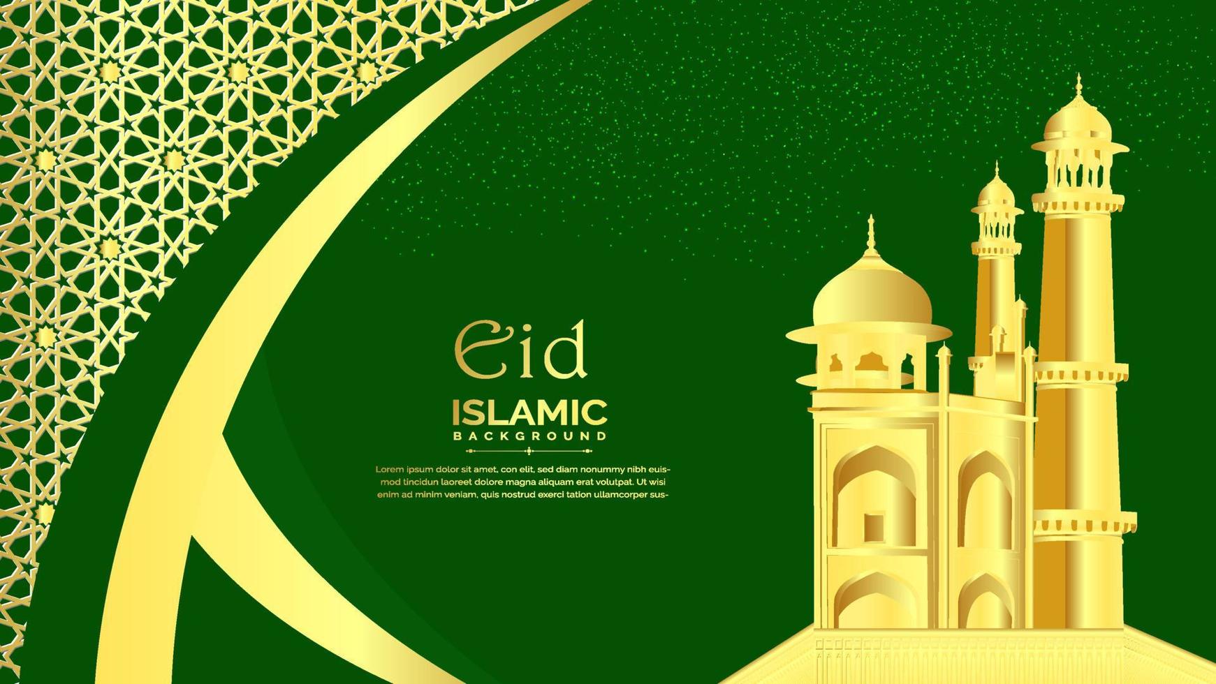 goldener eid-feierhintergrund mit moschee vektor