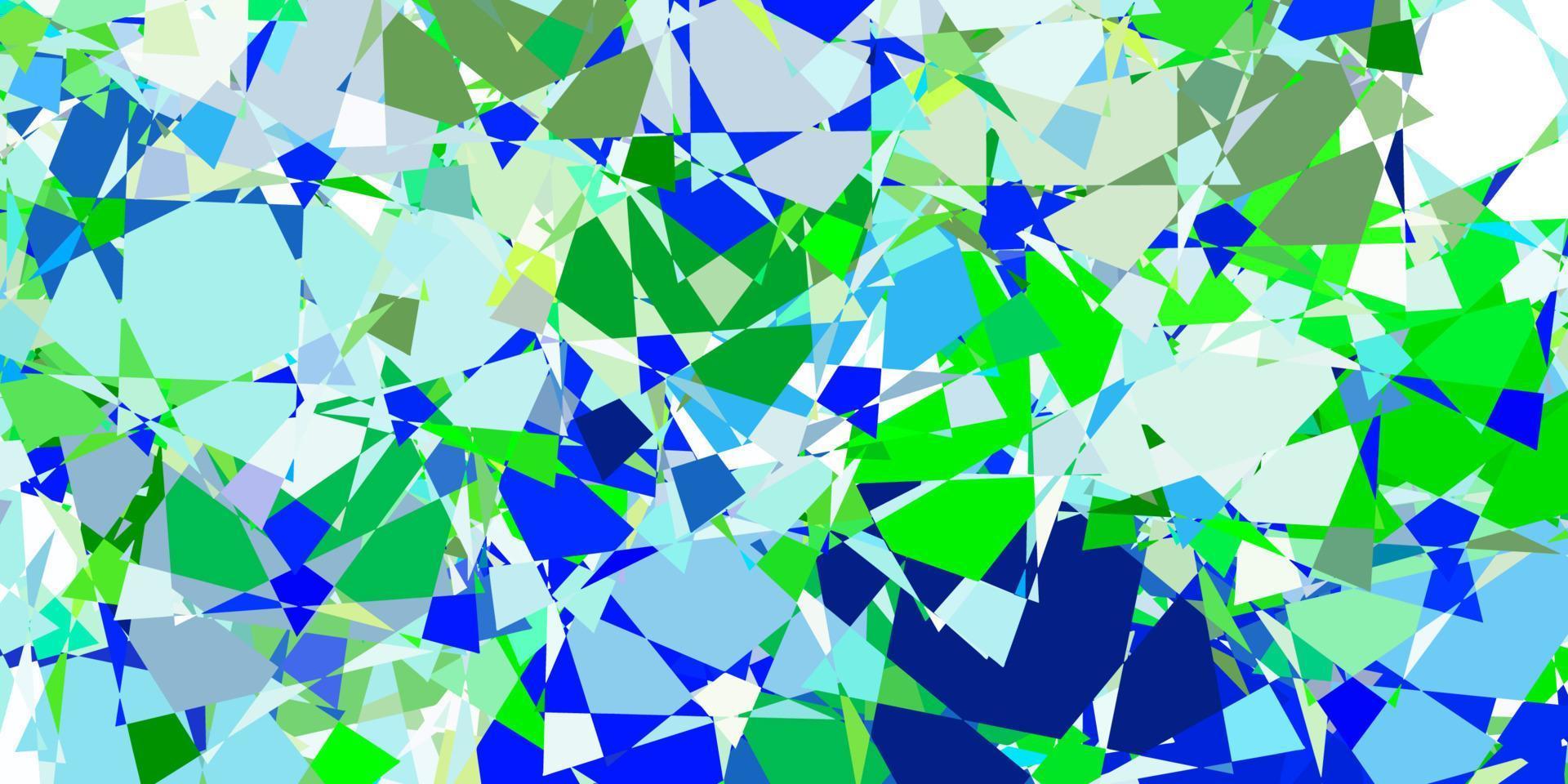 hellblaues, grünes Vektormuster mit polygonalen Formen. vektor