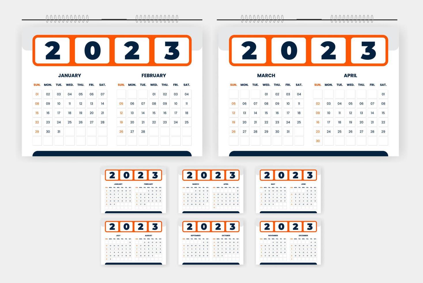 2023 moderne abstrakte Tischkalender-Designvorlage vektor