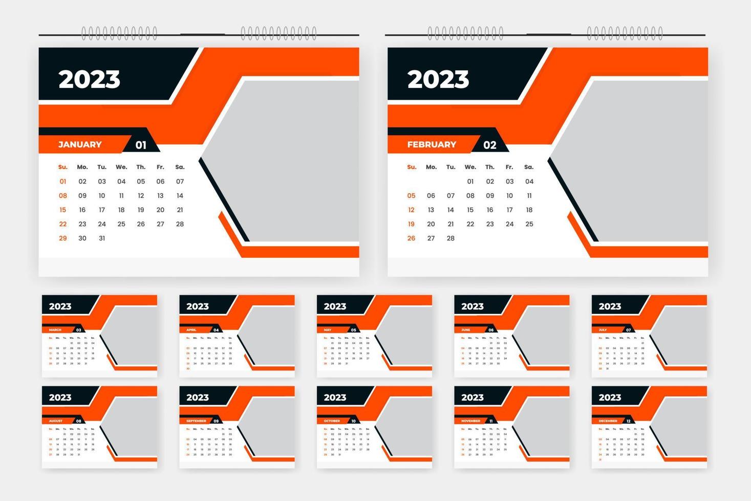 2023 moderne abstrakte Tischkalender-Designvorlage vektor