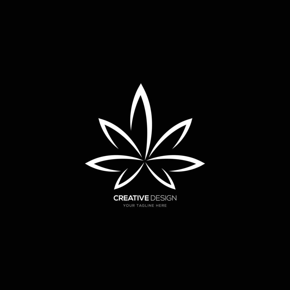 kreativ cannabis blad linje konst logotyp vektor