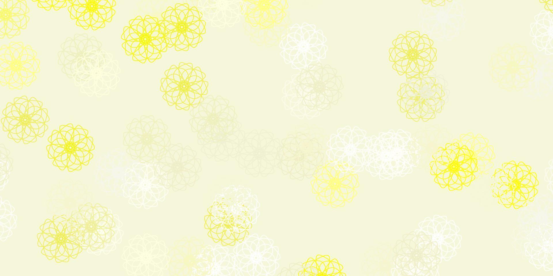 hellgelbes Vektor-Doodle-Muster mit Blumen. vektor