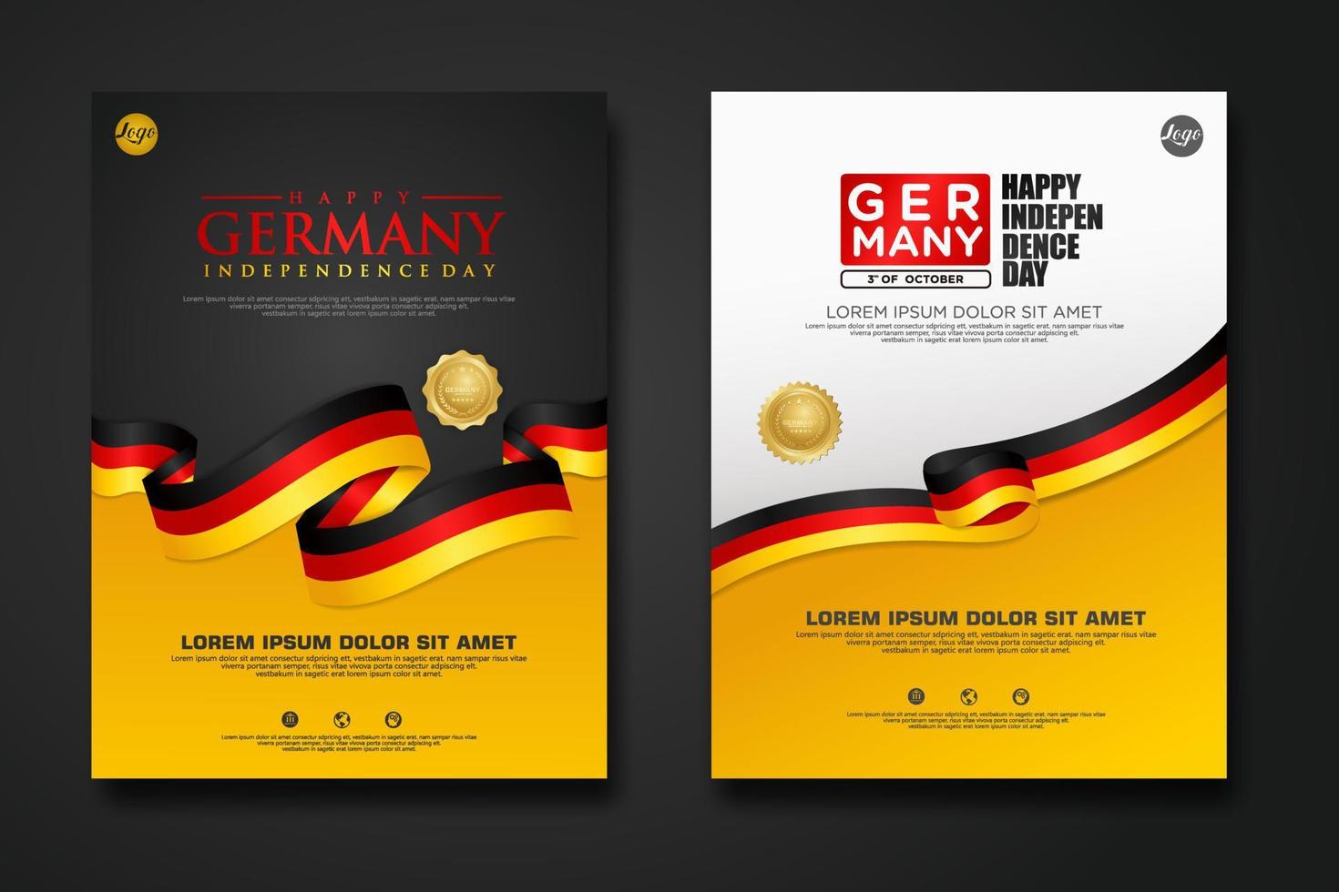 set poster design deutschland tag der einheit hintergrundvorlage vektor