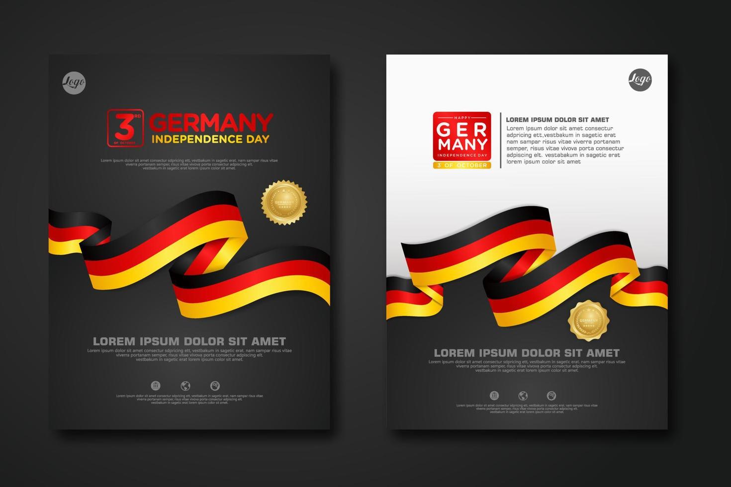 set poster design deutschland tag der einheit hintergrundvorlage vektor