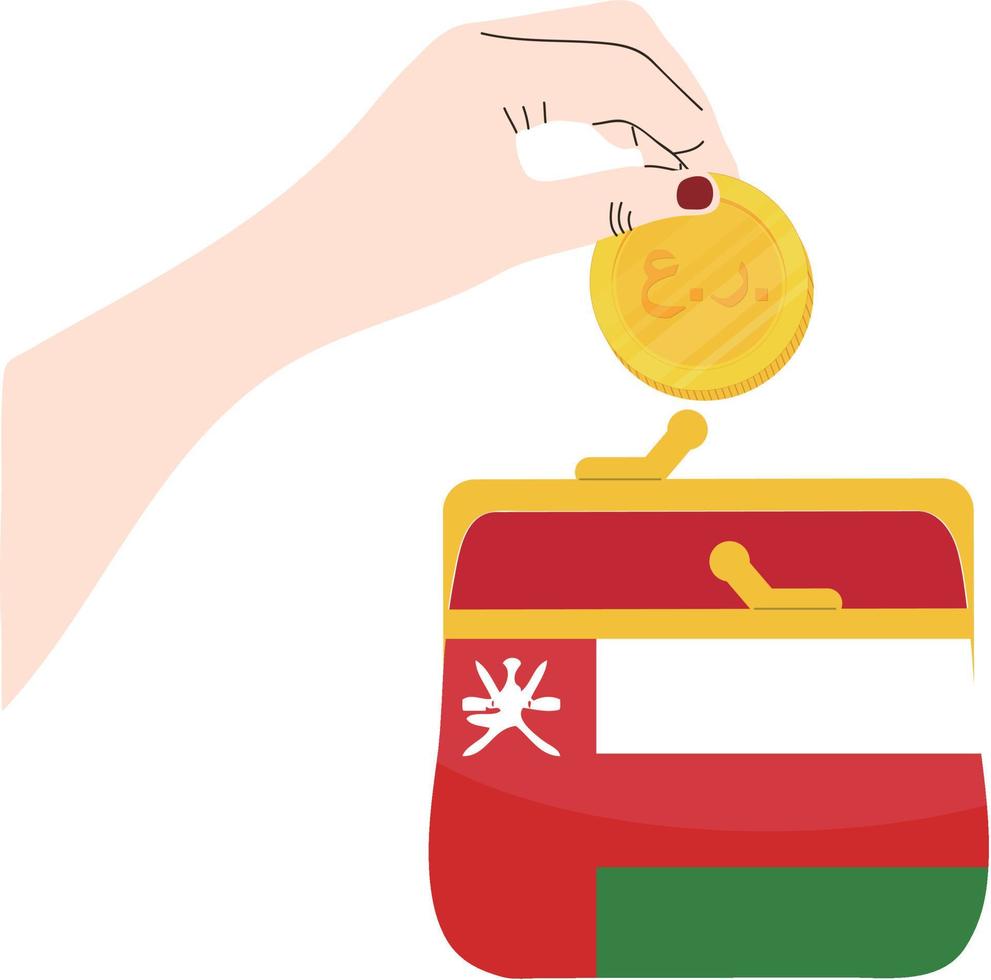 Oman-Flaggenvektor handgezeichnet, omanische Rial-Vektorhand gezeichnet vektor