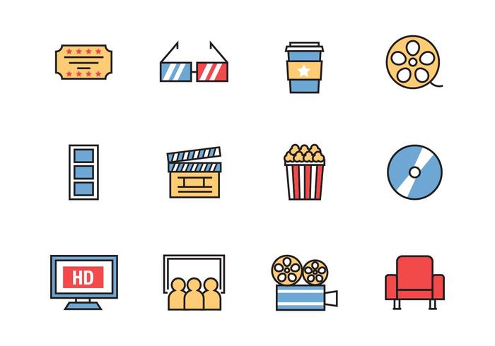 Free Cinema Icons Line Style Vektor