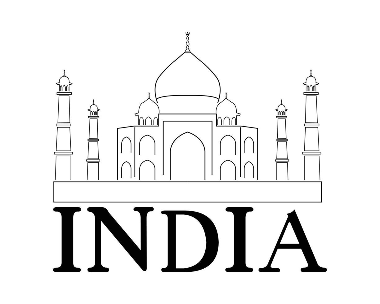 Indien logotyp med taj mahal vektor illustration
