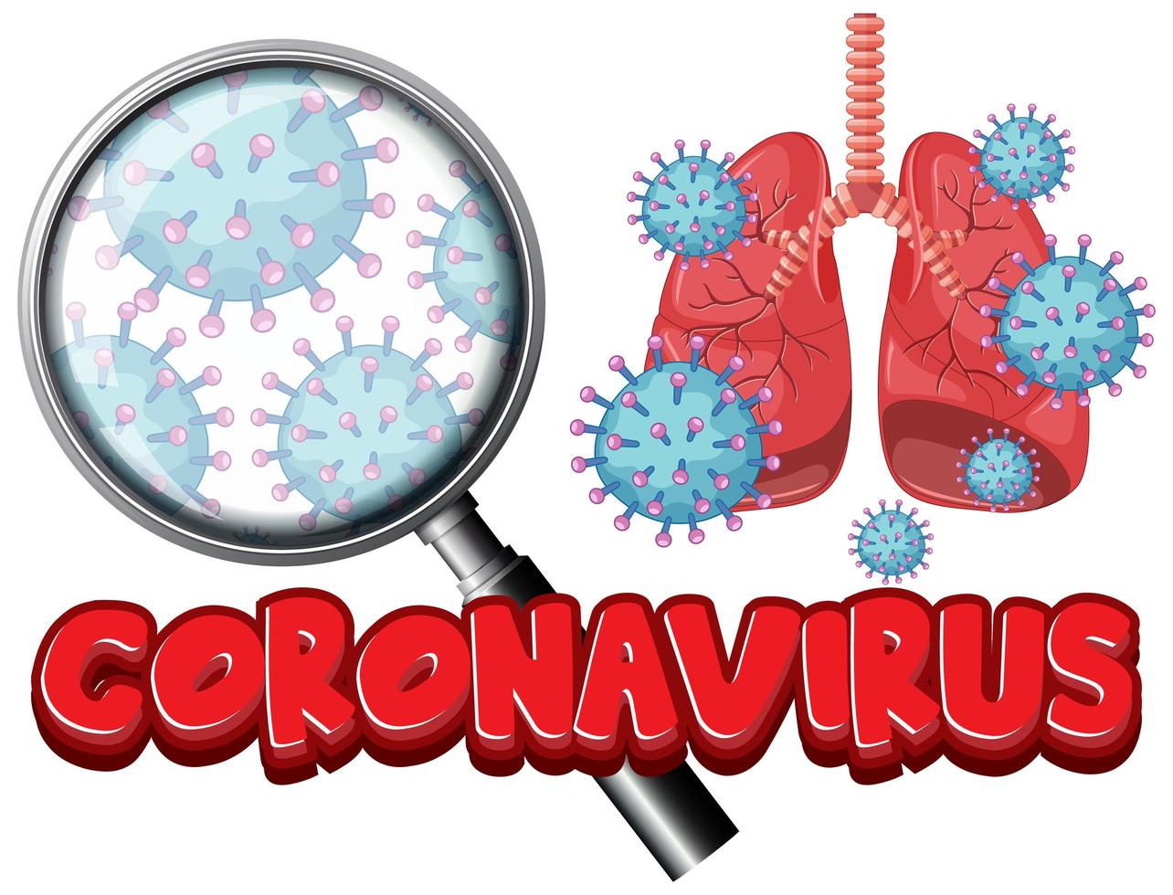 Coronavirus Poster Design mit Virus in der Lunge vektor