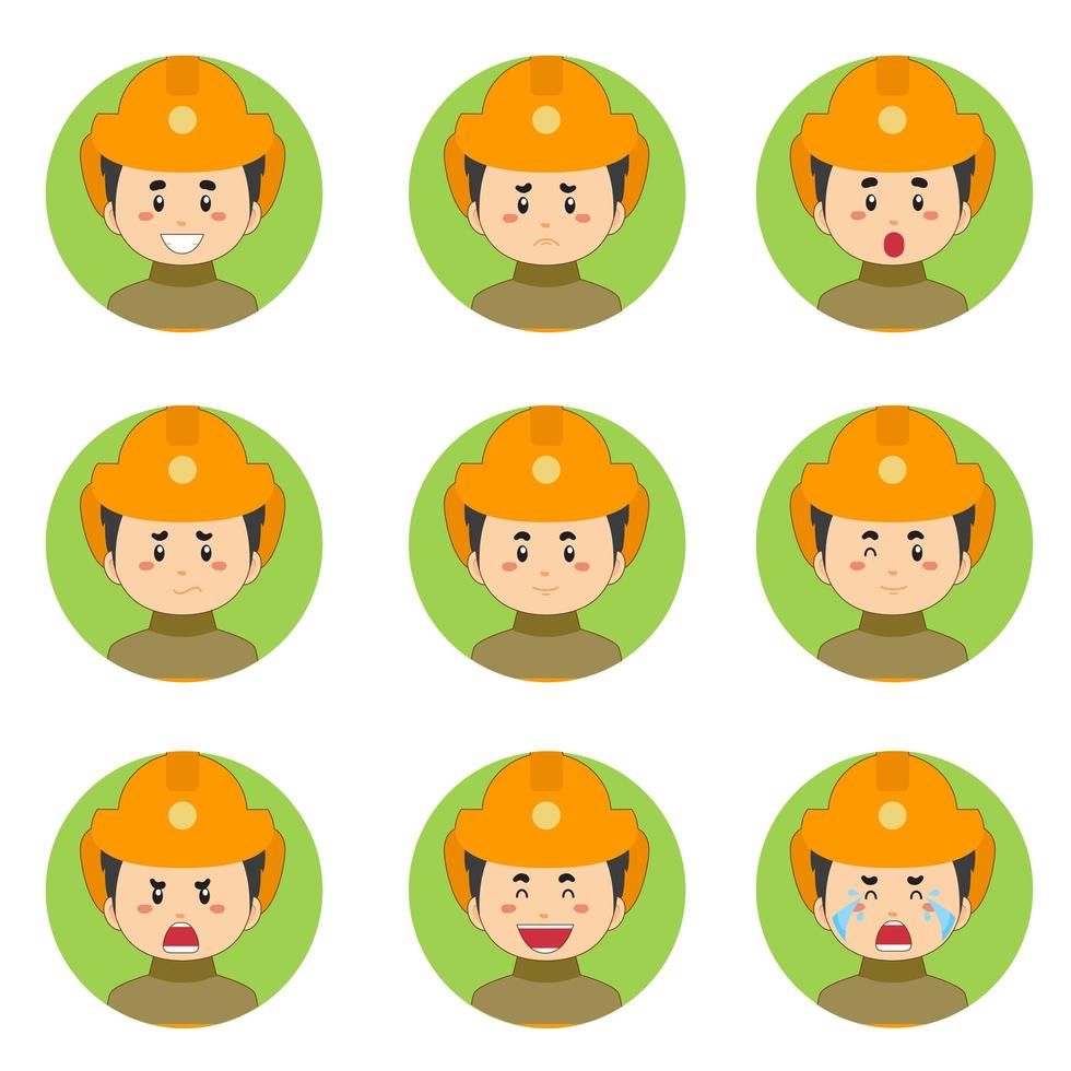 brandmän avatar med olika uttryck vektor