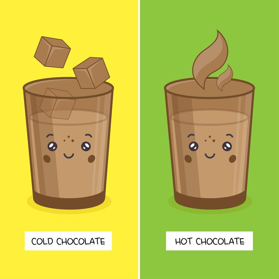 kawaii kall choklad och varm choklad vektor