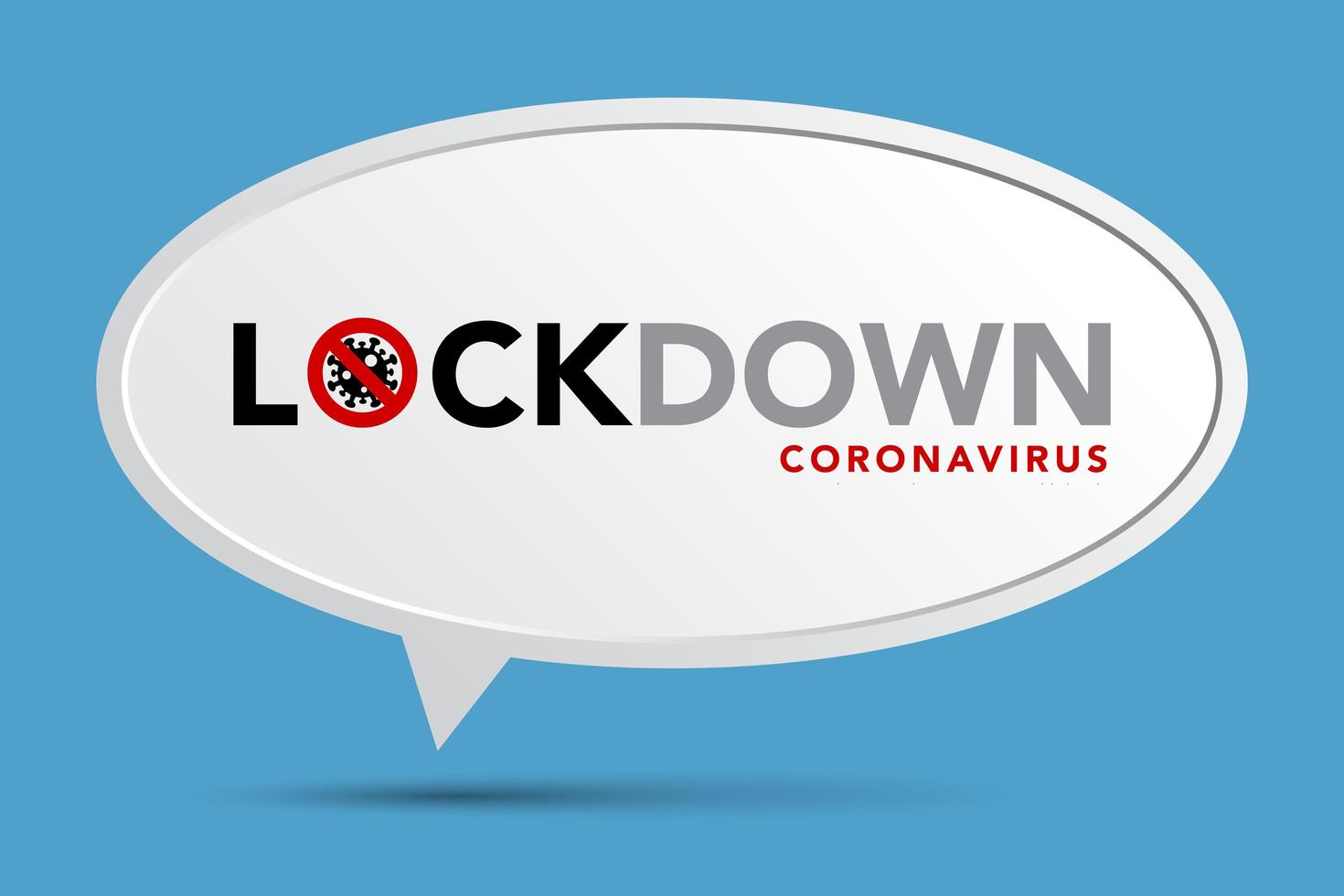 Lockdown Coronavirus Poster mit Sprechblase auf blau vektor
