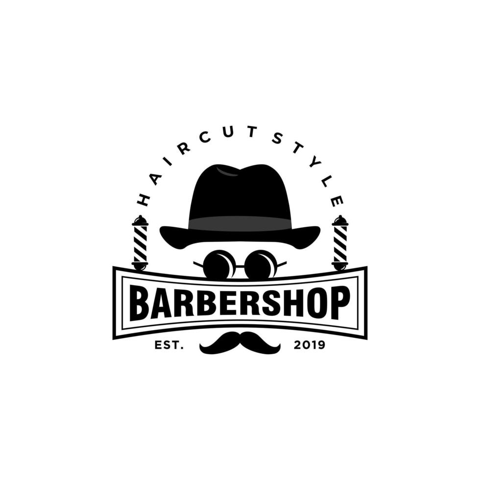 vintage barbershop-vektorembleme und etiketten. Friseurabzeichen und Logos. barbershop logo und barber shop vintage label und abzeichenillustration vektor