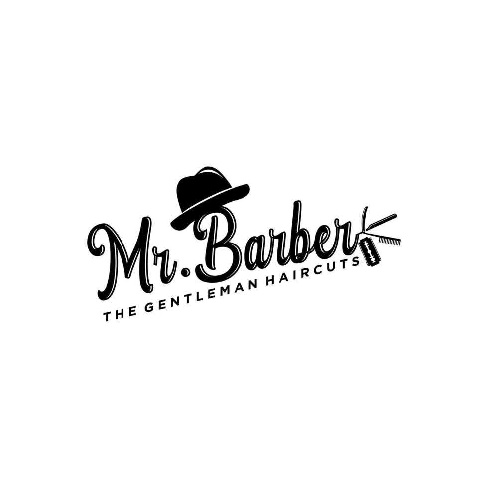 vintage barbershop-vektorembleme und etiketten. Friseurabzeichen und Logos. barbershop logo und barber shop vintage label und abzeichenillustration vektor