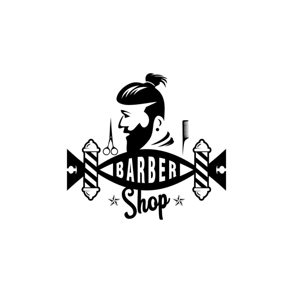 vintage barbershop-vektorembleme und etiketten. Friseurabzeichen und Logos. barbershop logo und barber shop vintage label und abzeichenillustration vektor