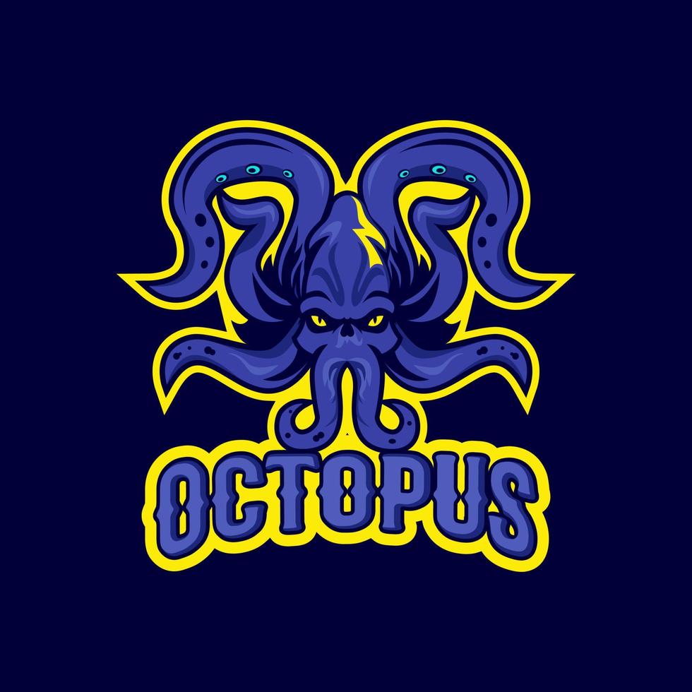 Oktopus-Sport-Maskottchen-Logo-Design-Vektor-Illustration vektor