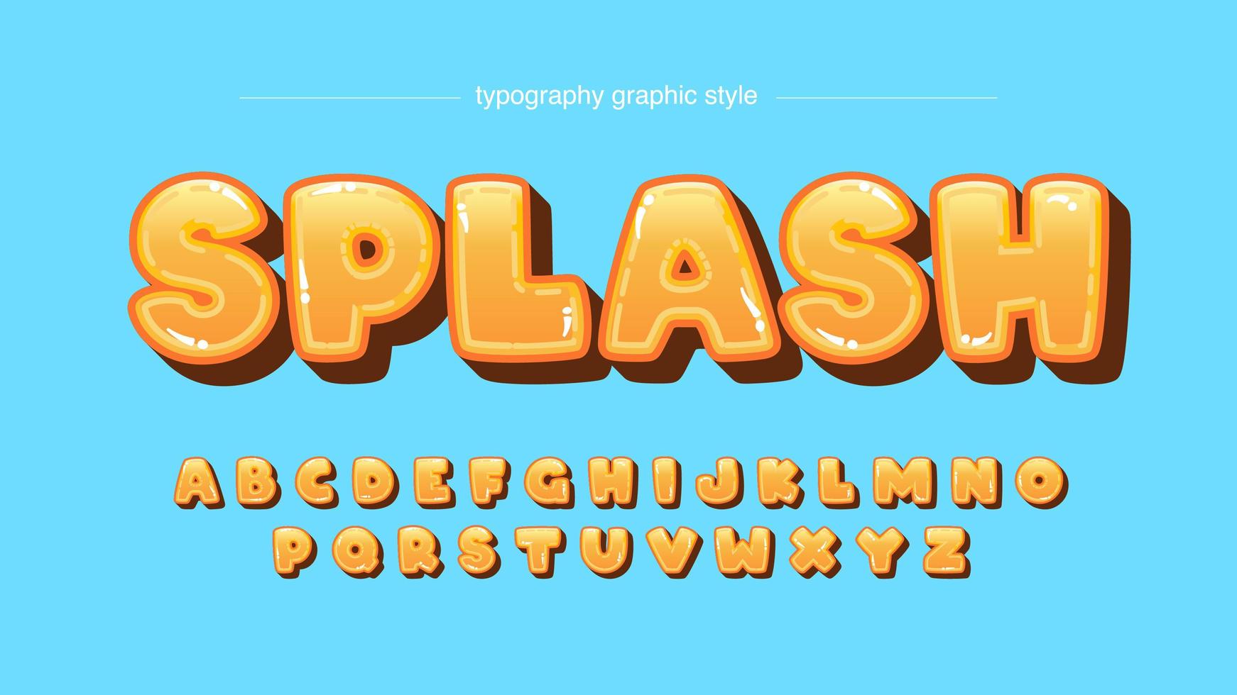 glänzende orange Blase abgerundete Cartoon-Typografie vektor