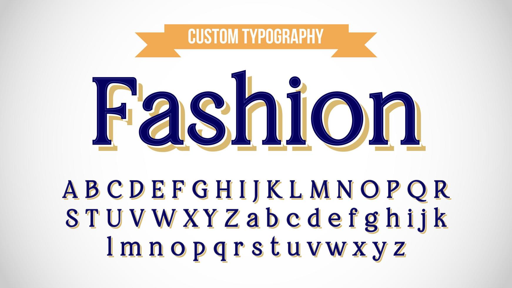 blå med gul skugga vintage serif typografi vektor