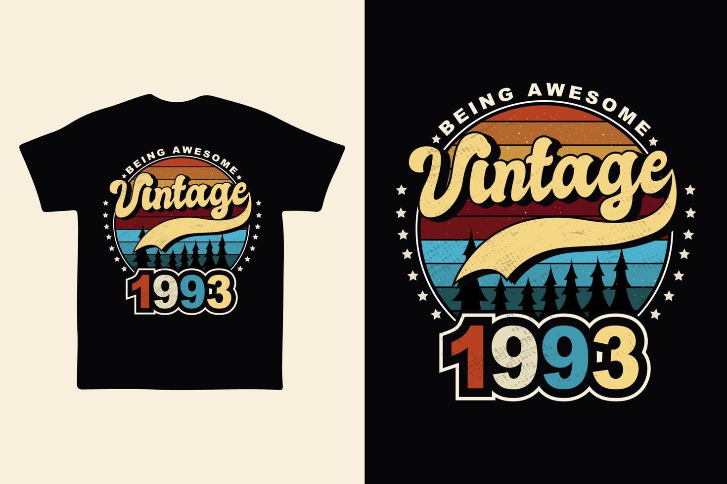 1993 Vintage Retro-T-Shirt-Design, Vektor, schwarzer Hintergrund Retro, Vintage-T-Shirt-Design. vektor