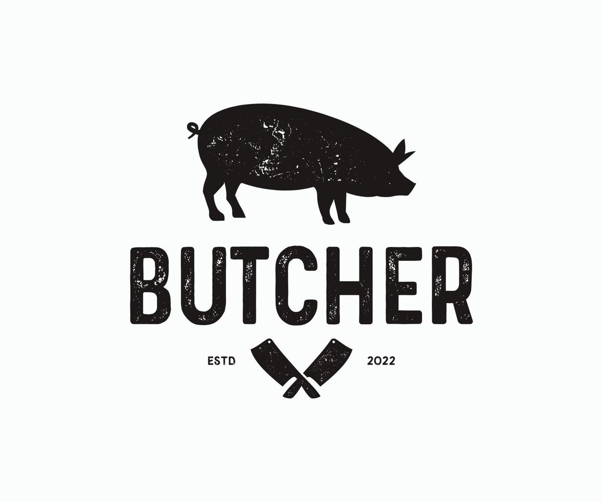 butchery logotyp design mall. gris med klöver logotyp mall. vektor