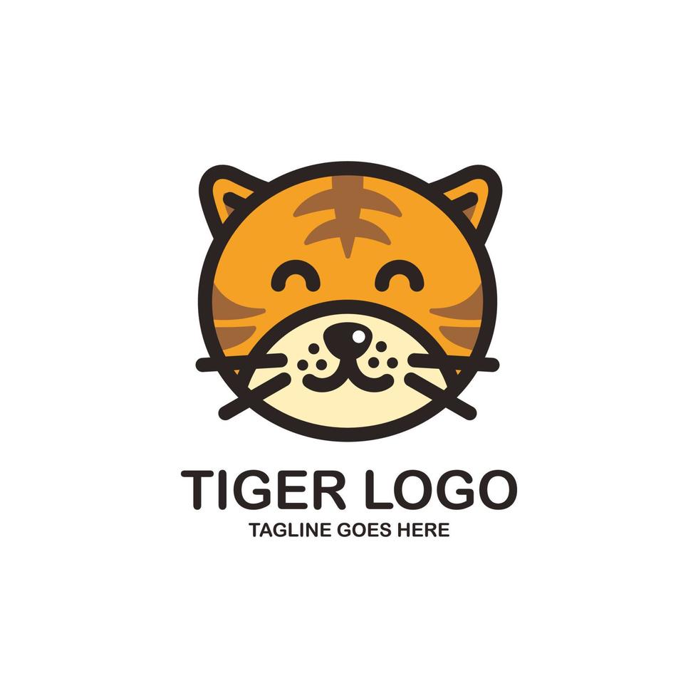 söt tiger ansikte logotyp design vektor