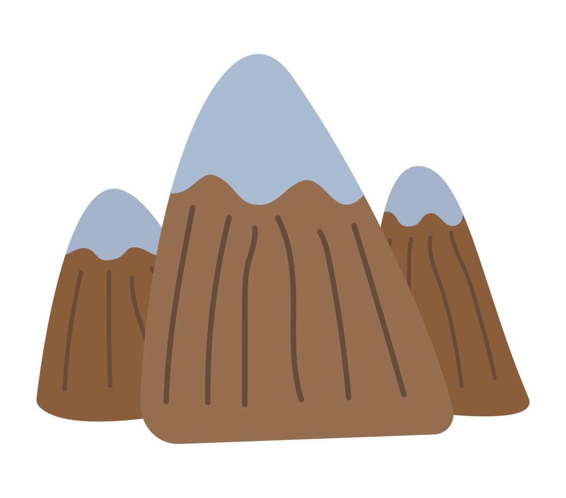 Berge. gekritzelillustration natur. süße Berge im einfachen handgezeichneten Stil, flache Vektorillustration isoliert auf weißem Hintergrund. minimalistische Berge für kindliches Design. vektor