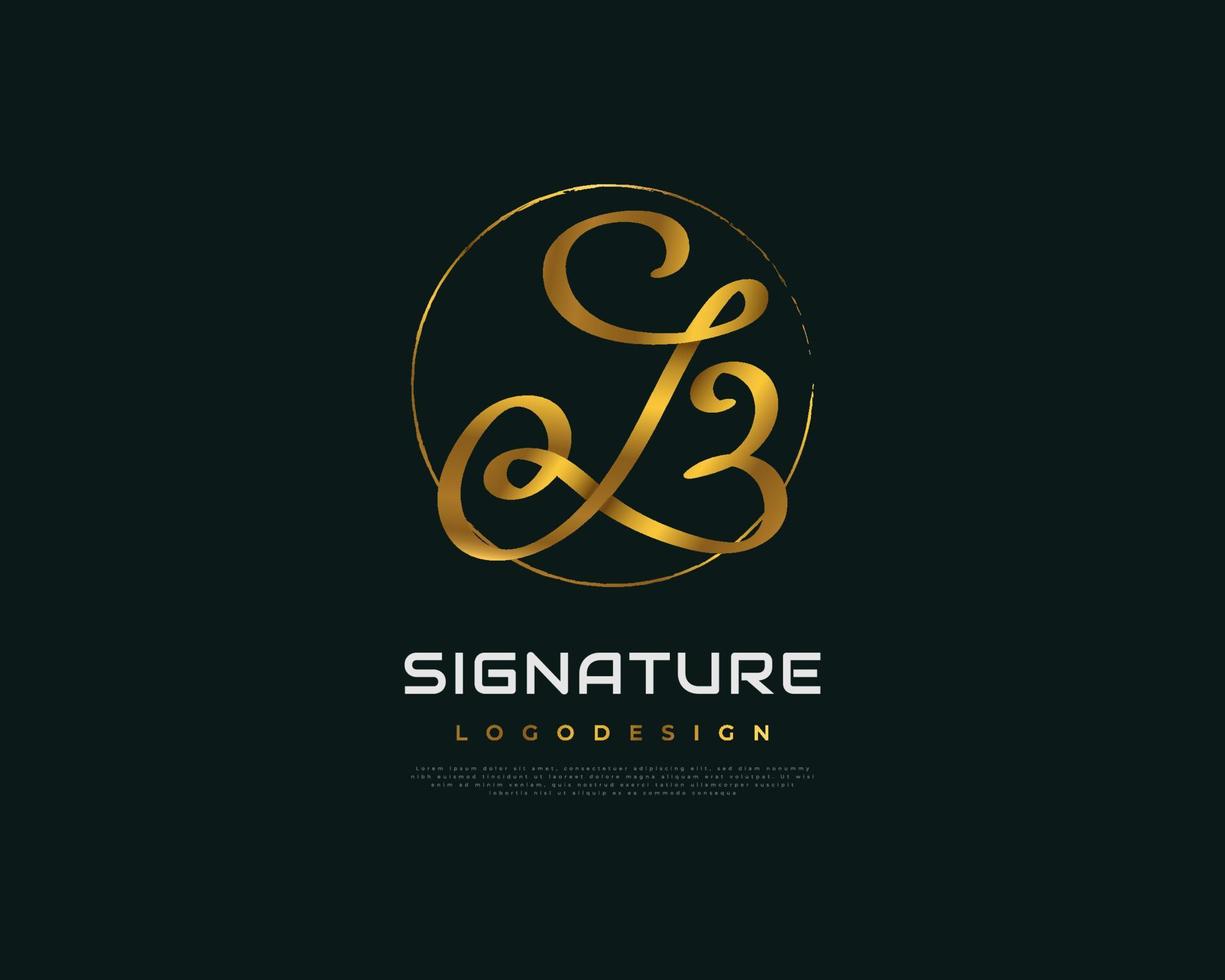 luxuriöses goldenes b-signaturlogo. elegantes und minimalistisches b-logo im handschriftstil vektor