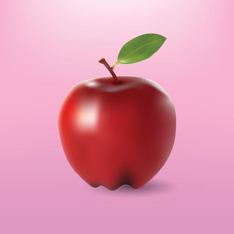 realistisk äpple frukt på blå bakgrund fri vektor