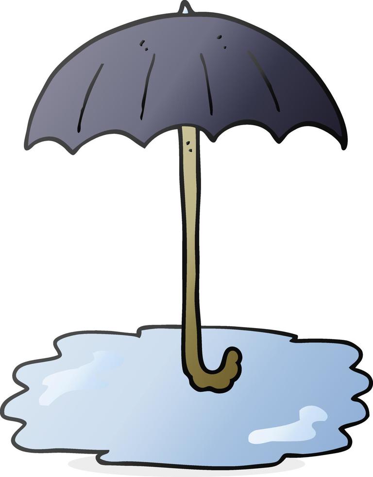 freehand dragen tecknad serie våt paraply vektor
