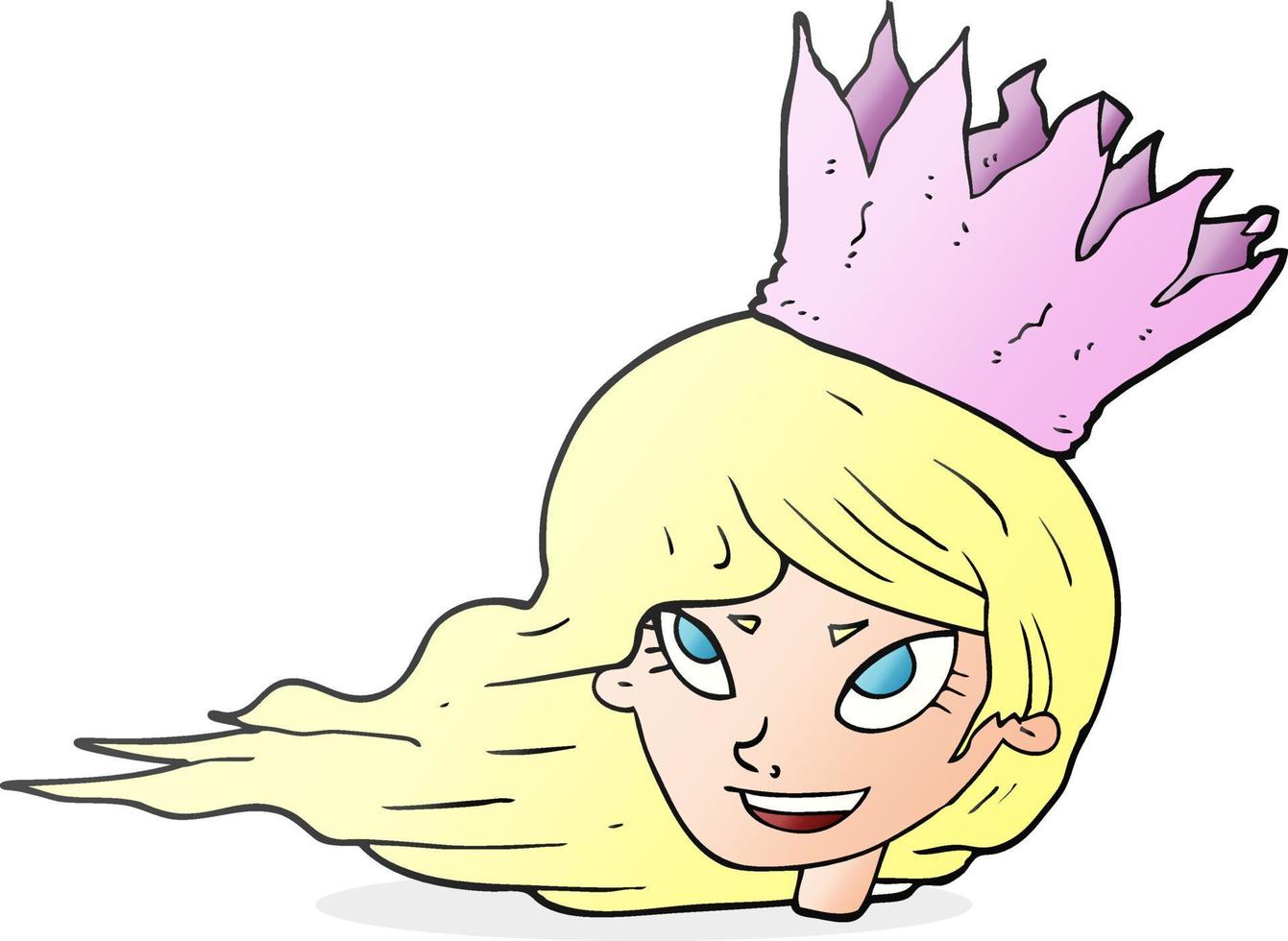 freihändig gezeichnete Cartoon-Frau mit wehendem Haar vektor
