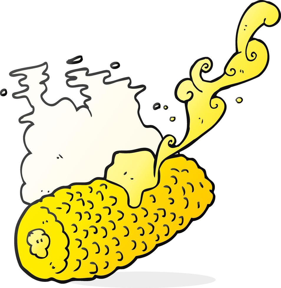 freehand dragen tecknad serie majs på majskolv med Smör vektor