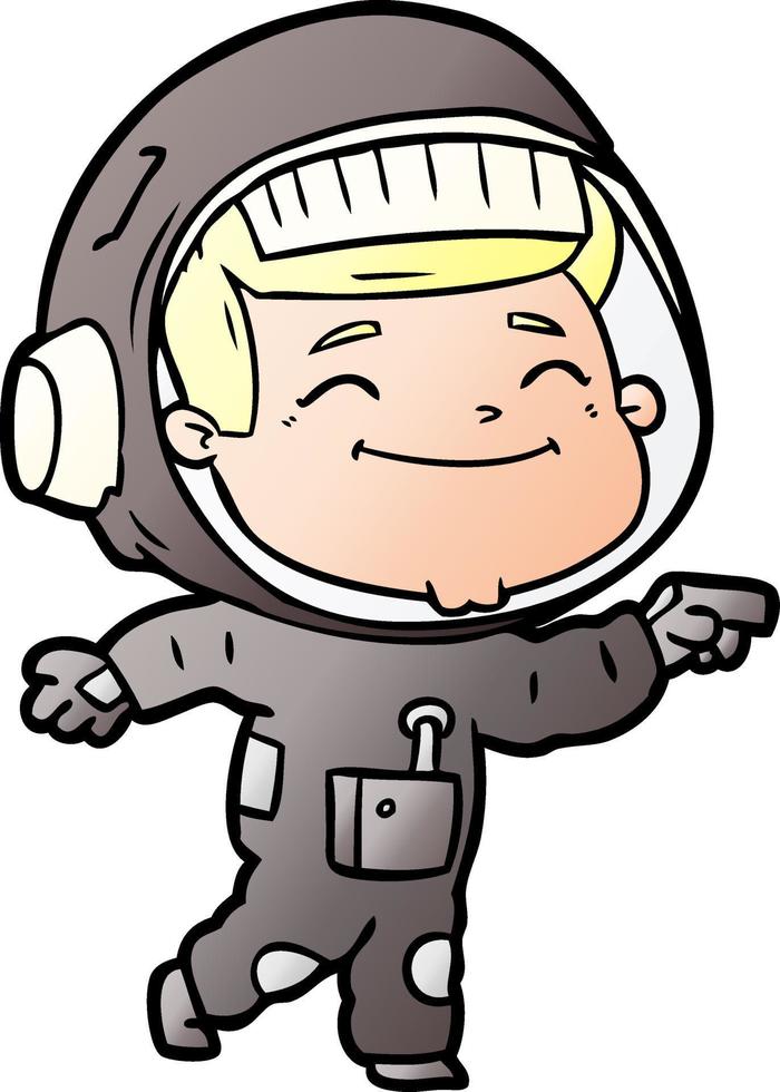 glücklicher Cartoon-Astronaut vektor