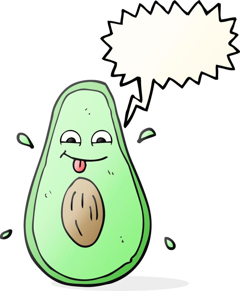 Freihändig gezeichnete Sprechblase Cartoon Avocado vektor