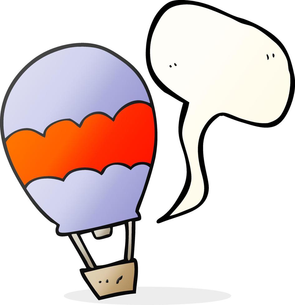 Freihändig gezeichneter Sprechblasen-Cartoon-Heißluftballon vektor