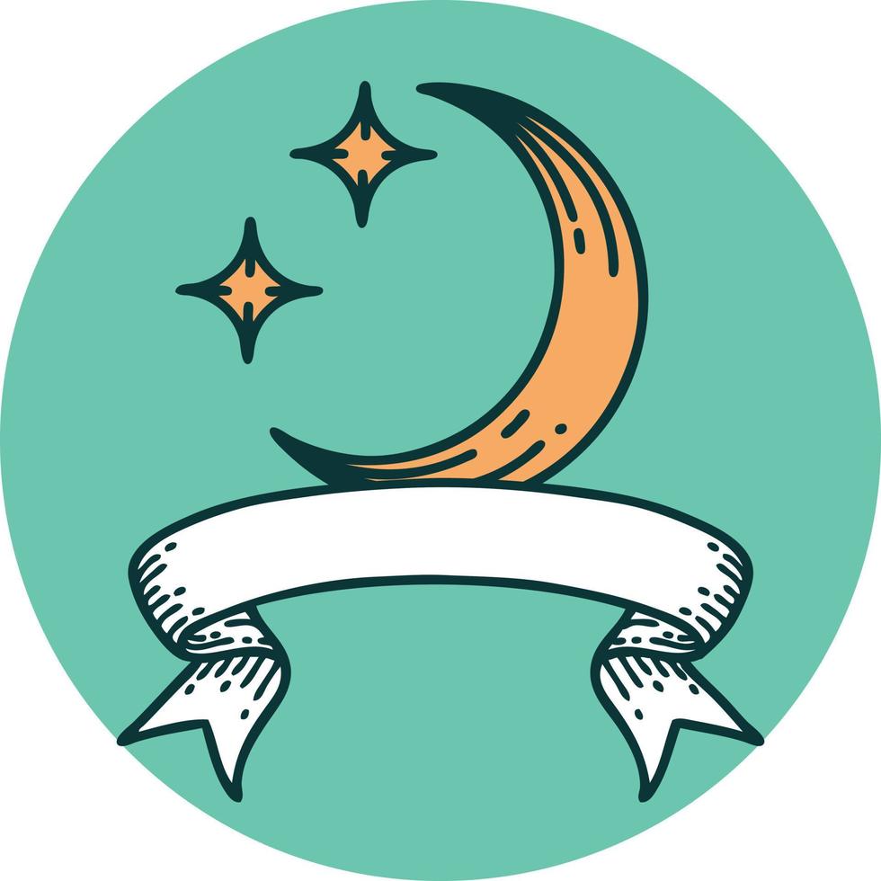 tatuering stil ikon med baner av en måne och stjärnor vektor