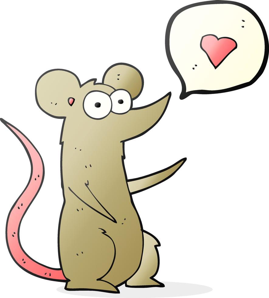 freihändig gezeichnete Cartoon-Maus in der Liebe vektor