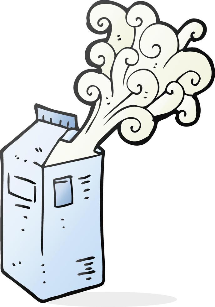 freehand dragen tecknad serie mjölk kartong exploderande vektor