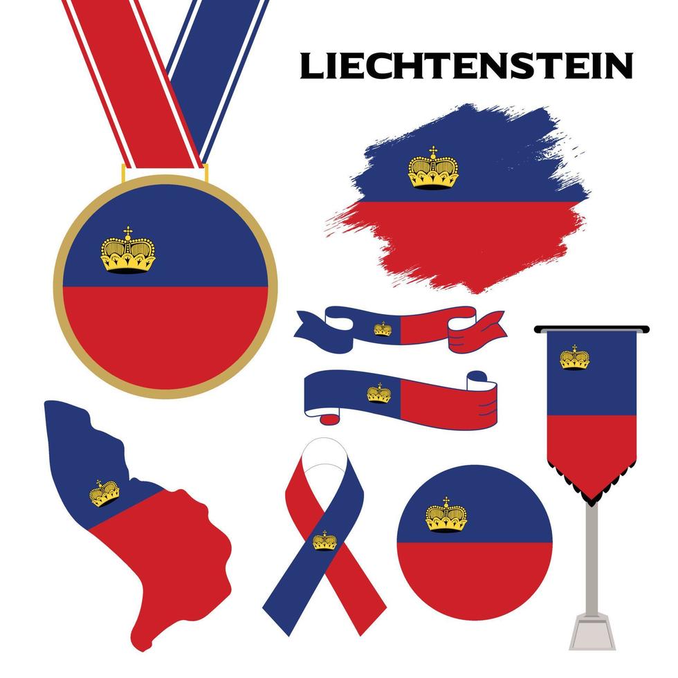 Elemente-Sammlung mit der Flagge von Liechtenstein Design-Vorlage vektor