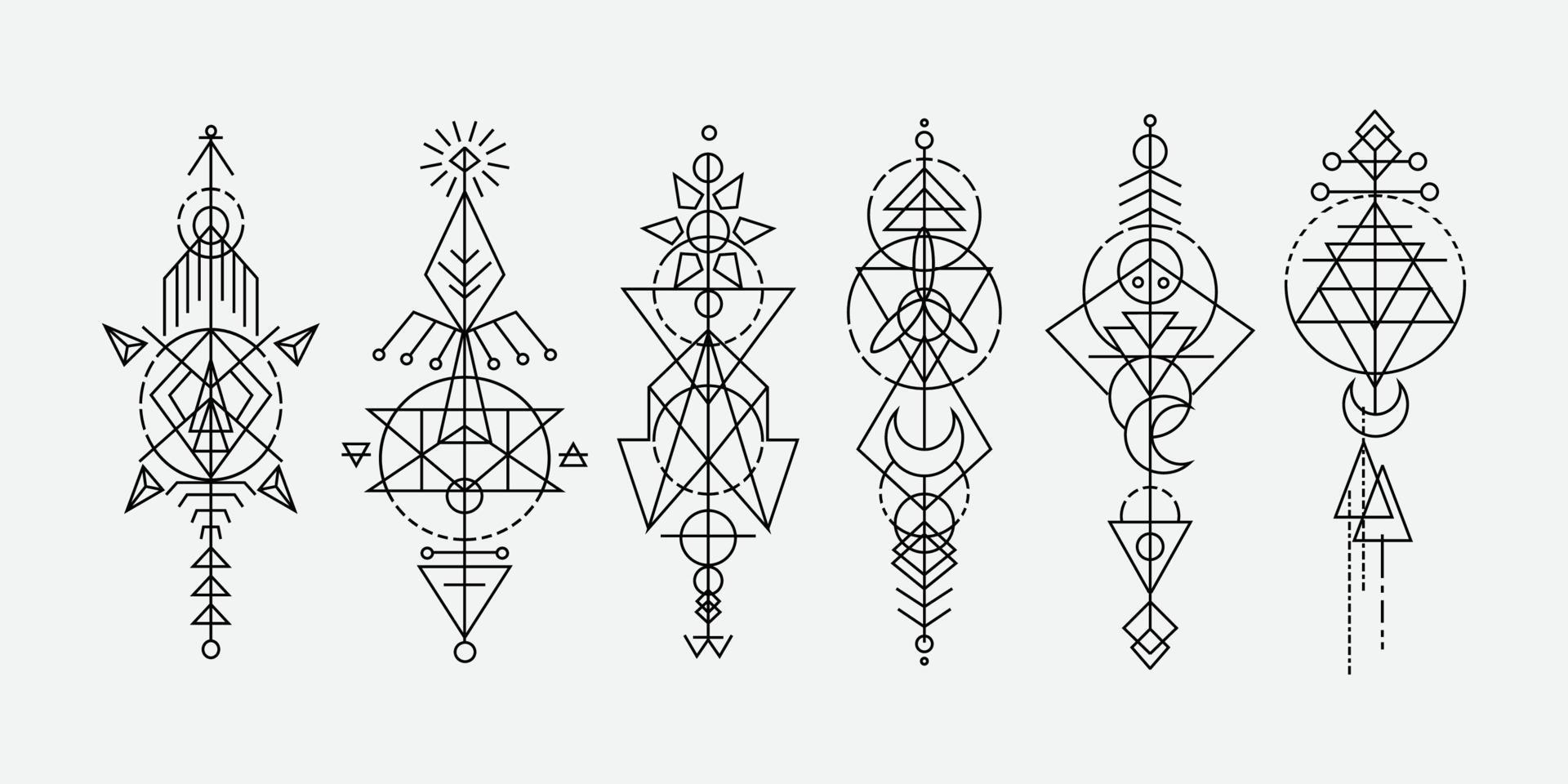 handgezeichnete Tätowierung mit geometrischen Linien vektor